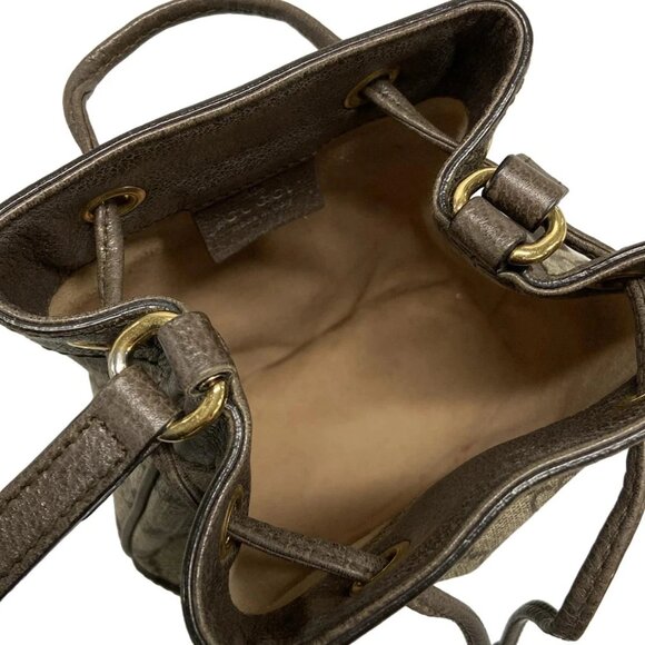 GUCCI Ophidia GG Mini Bucket Bag Ebony Dark Brown PVC Leather bran-808-100125 - Picture 11 of 16